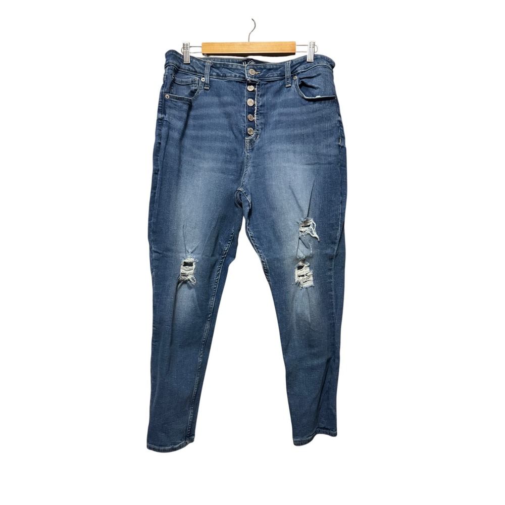 Gap High Rise Universal Legging Jeans Women 18/34 Short Blue Distressed Skinny